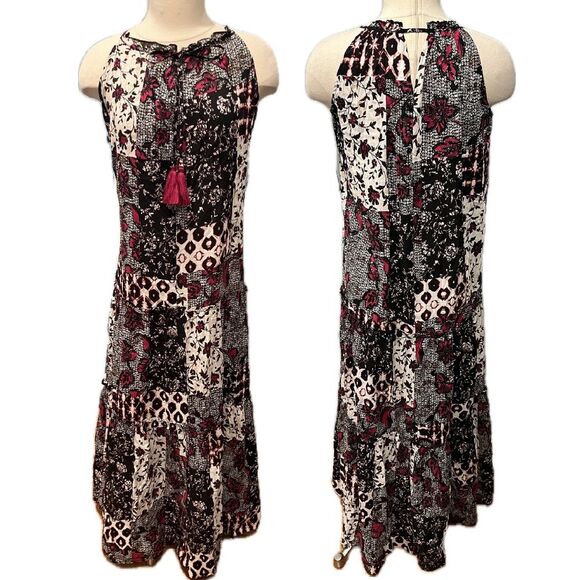 NWT INC Nomad Patch Tiered Halter-Neck Maxi Dress Size Petite Small - Picture 2 of 9